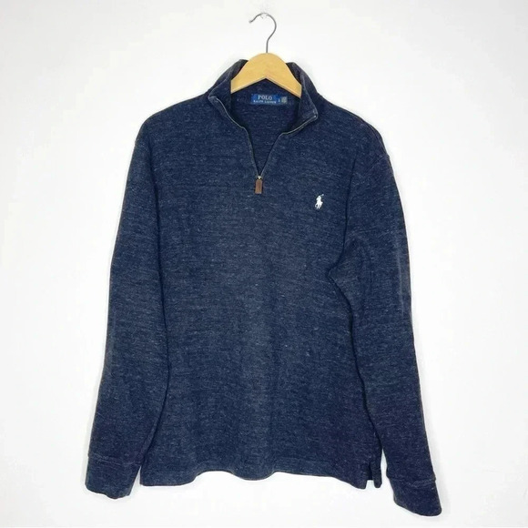 Polo Ralph Lauren Charcoal Quarter Zip Pullover Mens Sweater Size Large - Picture 1 of 5